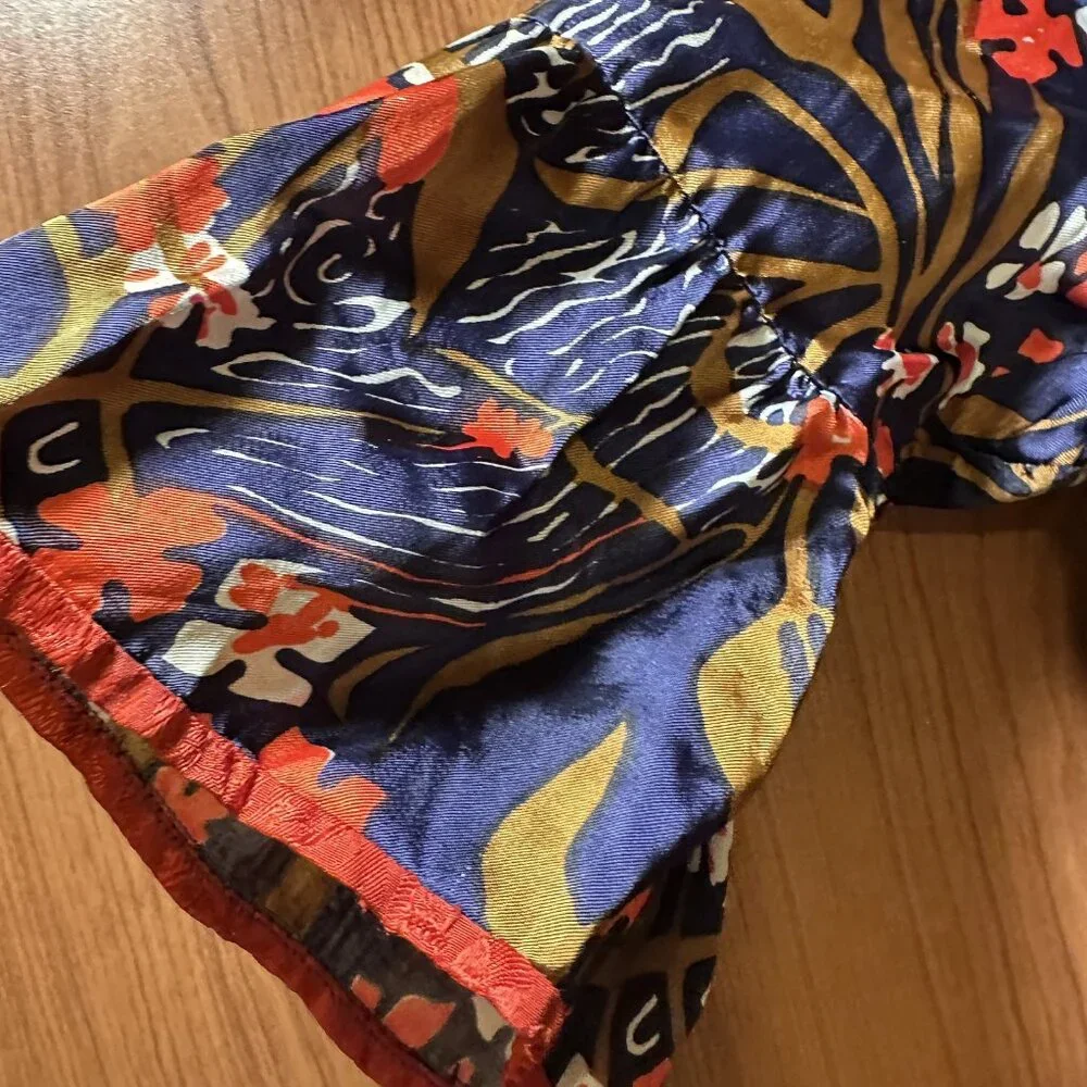 Vintage Wrap Silky Satin Robe Dressing Gown Floral Kimono Maxi Bell Sleeve 80s